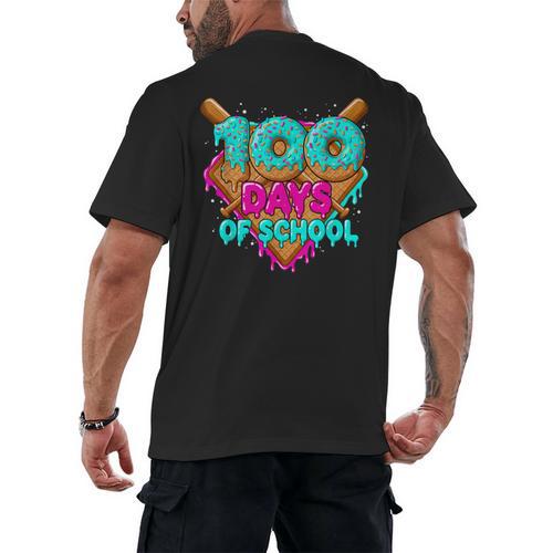 Happy 100 Days Of School Costume Baseball Drip Ice Cream Men's Back Print T-Shirt - Sportilla