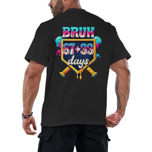Happy 6733 Days Of School Baseball Drip 100th Day Of School Men's Back Print T-Shirt - Sportilla