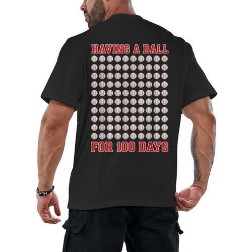 Having A Ball For 100 Days Of School 100th Baseball Men's Back Print T-Shirt - Sportilla