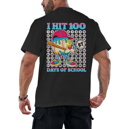 I Hit 100 Days Of School 67 Drip Baseball Boys Kids Men's Back Print T-Shirt - Sportilla