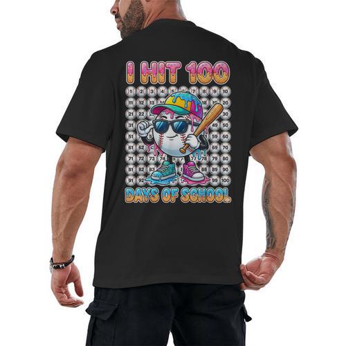 I Hit 100 Days Of School Baseball Ice Cram Drip 100th Boys Men's Back Print T-Shirt - Sportilla