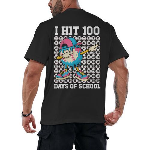 I Hit 100 Days Of School Baseball Ice Cream Drip Boys Girls Men's Back Print T-Shirt - Sportilla