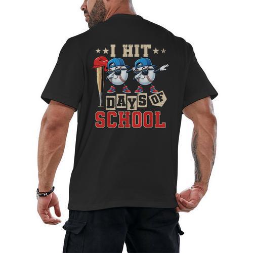 I Hit 100 Days Of School Baseball Kids Boy Teacher 100th Day Men's Back Print T-Shirt - Sportilla