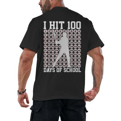 I Hit 100 Days Of School Boys Kids 100th Day Balls Baseball Men's Back Print T-Shirt - Sportilla