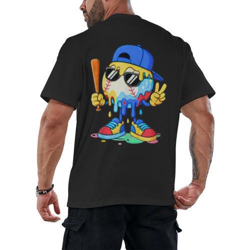 Ice Cream Baseball Drip Spots Sprinkle For Boys Youth Kids Men's Back Print T-Shirt - Sportilla
