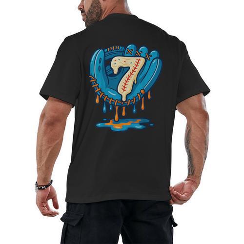Ice Cream Baseball Glove 7th Birthday Edition Men's Back Print T-Shirt - Sportilla
