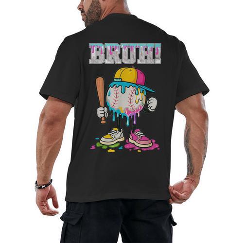 Ice Cream Drip Baseball Bruh Baseball Drip Boy Youth Men's Back Print T-Shirt - Sportilla