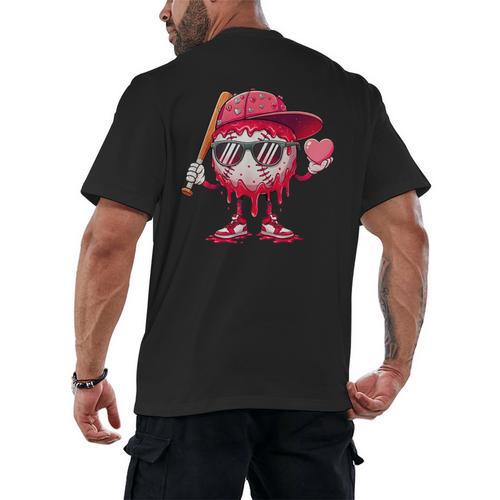 Ice Cream Drip Baseball Valentine's Day Spots Baseball Drip Men's Back Print T-Shirt - Sportilla