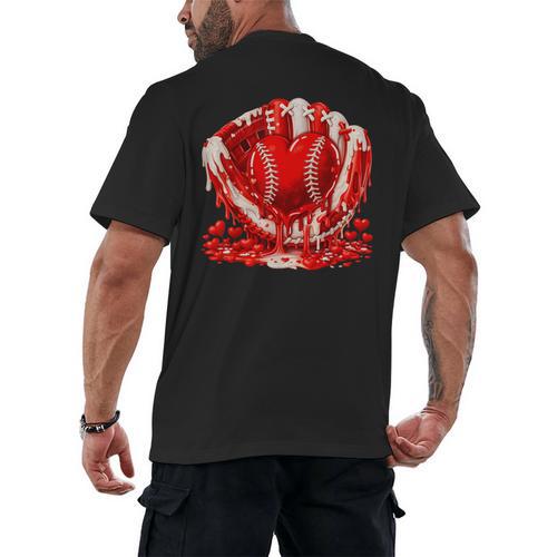 Ice Cream Drip Heart Valentines Day Baseball Boys Youth Kids Men's Back Print T-Shirt - Sportilla