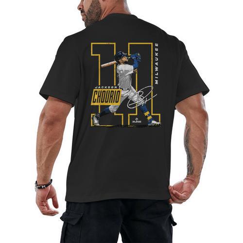 Jackson Chourio Milwaukee MLB Baseball Player MLBJCH202M Men's Back Print T-Shirt - Sportilla