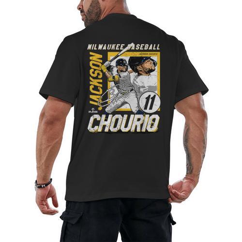 Jackson Chourio Milwaukee MLB Baseball Player MLBJCH203M Men's Back Print T-Shirt - Sportilla