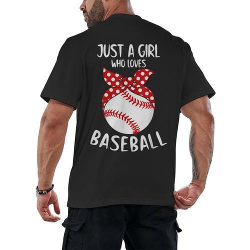 Just A Girl Who Loves Baseball Cute Retro Baseball Lover Men's Back Print T-Shirt - Sportilla