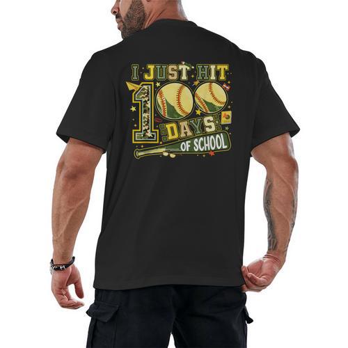 I Just Hit 100 Days Of School Baseball Teacher Boy Girl Kid Men's Back Print T-Shirt - Sportilla