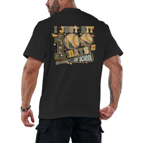 I Just Hit 100 Days Of School Baseball Teacher Student Retro Men's Back Print T-Shirt - Sportilla