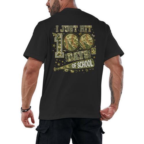 I Just Hit 100 Days Of School Camouflage Baseball Men's Back Print T-Shirt - Sportilla