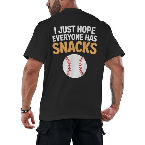 I Just Hope Everyone Has Snacks Baseball Game Day Fan Men's Back Print T-Shirt - Sportilla