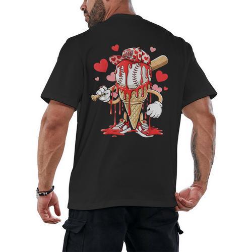 Kids Baseball Drip Ice Cream Apparel Kids Boys Valentine Men's Back Print T-Shirt - Sportilla