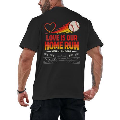 Love Is Our Home Run Baseball Valentine Couple Men's Back Print T-Shirt - Sportilla