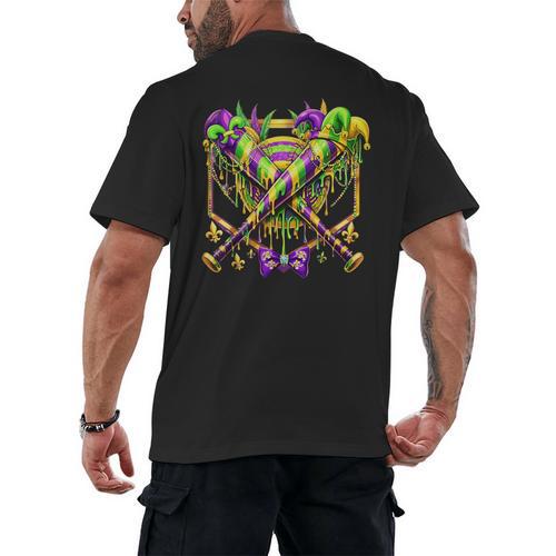 Mardi Gras Baseball Jester Hat New Orleans Men Women Kid Men's Back Print T-Shirt - Sportilla