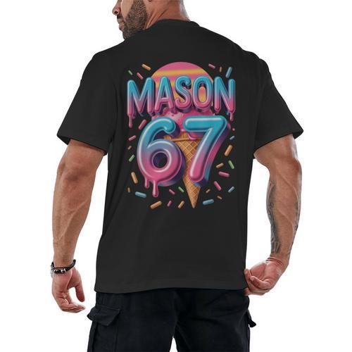 Mason 67 Meme Ice Cream Baseball Drip Men's Back Print T-Shirt - Sportilla