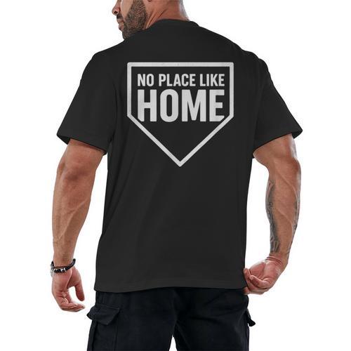 No Place Like Home Baseball Home Plate Men's Back Print T-Shirt - Sportilla