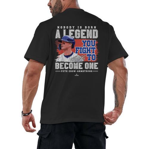 Nobody Is Born A Legend Pete Crow Armstrong Chicago Baseball Men's Back Print T-Shirt - Sportilla