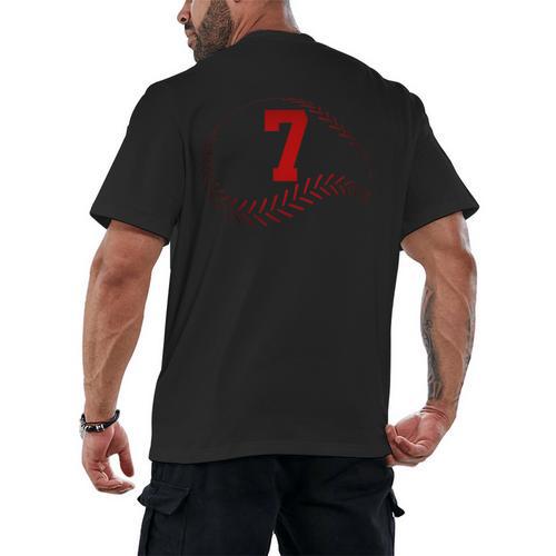 Number 7 Years Baseball 7TH Birthday Men's Back Print T-Shirt - Sportilla