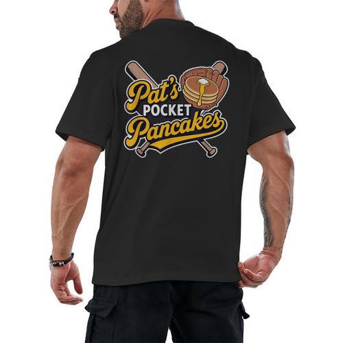 Pat's Pocket Pancakes Baseball Glove Stack Syrup Men's Back Print T-Shirt - Sportilla