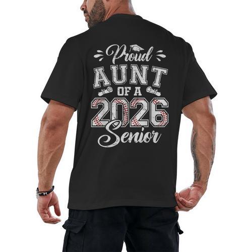 Proud Aunt Of A 2026 Senior Baseball Graduate Men's Back Print T-Shirt - Sportilla