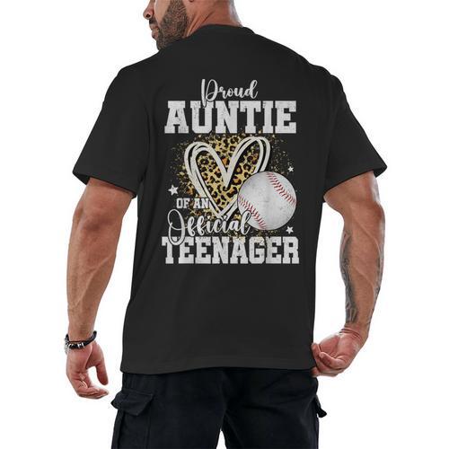 Proud Auntie Of An Official Teenager 13th Birthday Baseball Men's Back Print T-Shirt - Sportilla