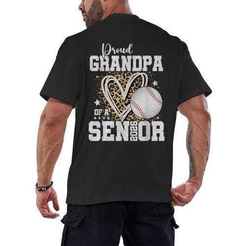 Proud Grandpa Of A 2026 Senior Baseball Graduation Leopard Men's Back Print T-Shirt - Sportilla