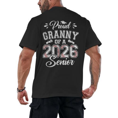 Proud Granny Of A 2026 Senior Baseball Graduate Men's Back Print T-Shirt - Sportilla