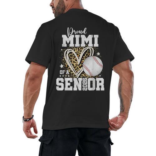 Proud Mimi Of A 2026 Senior Baseball Graduation Leopard Men's Back Print T-Shirt - Sportilla