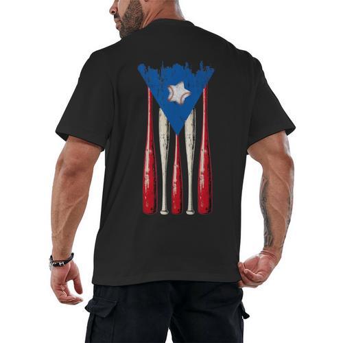 Puerto Rican Baseball Bats Puerto Rico Flag Pride BéIsbol Men's Back Print T-Shirt - Sportilla