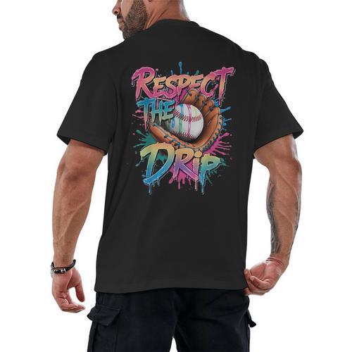 Respect The Drip Baseball Drip Glove Youth Boys Girls Player Men's Back Print T-Shirt - Sportilla