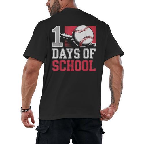 Retro 100 Days Of School Baseball Teacher Student 100 Days Men's Back Print T-Shirt - Sportilla