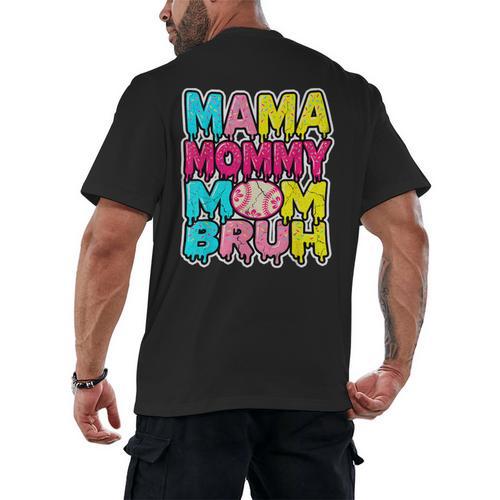 Retro Mama Mommy Mom Bruh Baseball Women Girls Men's Back Print T-Shirt - Sportilla