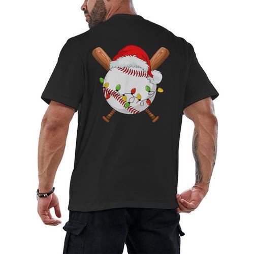 Santa Sports For Men Boys Christmas Baseball Player Men's Back Print T-Shirt - Sportilla