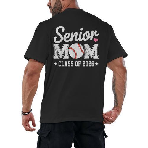 Senior Mom Class Of 2026 Baseball Retro Mom Graduation 2026 Men's Back Print T-Shirt - Sportilla