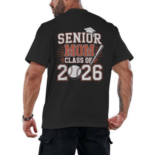Senior Mom Class Of 2026 Graduate Baseball 2026 Graduation Men's Back Print T-Shirt - Sportilla