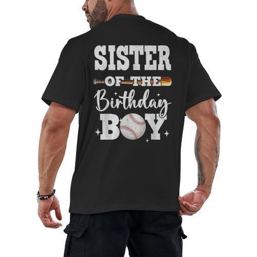 Sister Of The Birthday Boy Baseball Bday Family Men's Back Print T-Shirt - Sportilla
