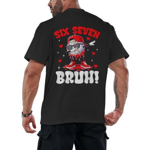 Six Seven 67 Bruh 6 7 Meme Valentine Baseball Drip Boys Kids Men's Back Print T-Shirt - Sportilla