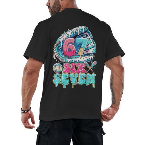 Six Seven 67 Ice Cream Drip Baseball For Boy Kids Youth Men's Back Print T-Shirt - Sportilla