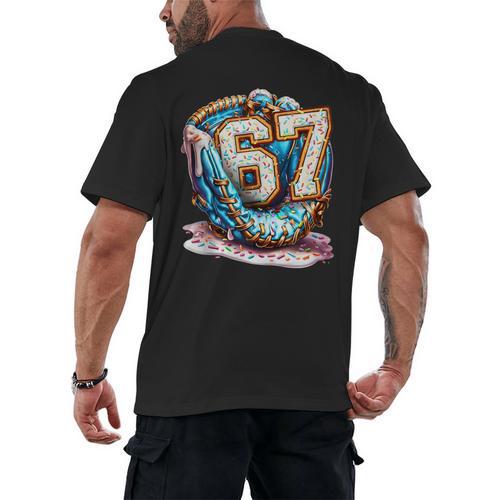 Six Seven Baseball Lifestyle 67 Meme Gen Alpha Slang Men's Back Print T-Shirt - Sportilla