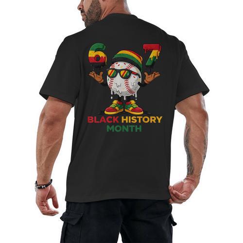 Six Seven History Month Baseball Drip Sports Men's Back Print T-Shirt - Sportilla