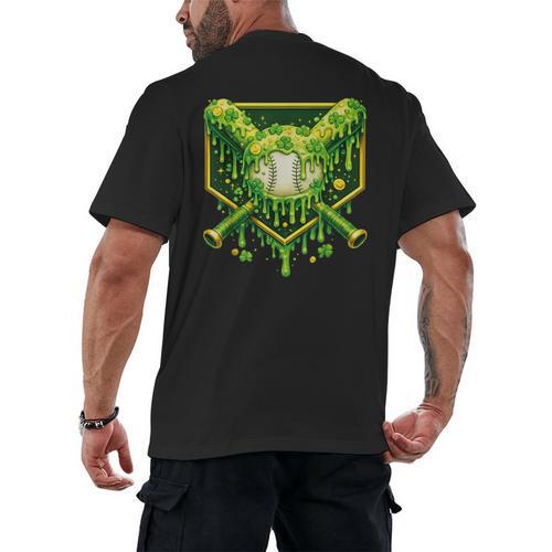 St Patrick's Day Baseball Boys Ice Cream Drip Youth Kids Men's Back Print T-Shirt - Sportilla