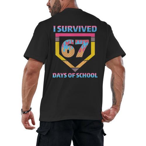 I Survived 67 Days Of School Baseball Trend For Boys Girls Men's Back Print T-Shirt - Sportilla