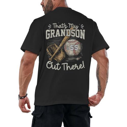 That's My Grandson Out There Jersey Number 55 Baseball Men's Back Print T-Shirt - Sportilla