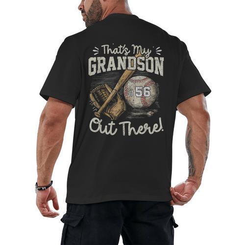 That's My Grandson Out There Jersey Number 56 Baseball Men's Back Print T-Shirt - Sportilla