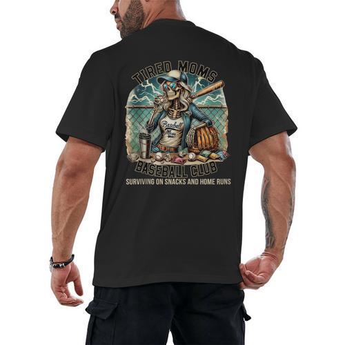 Tired Mom's Baseball Club Surviving On Snacks And Home Runs Men's Back Print T-Shirt - Sportilla